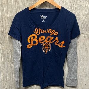 Chicago Bears Navy and Gray Long Sleeve T-Shirt- Small